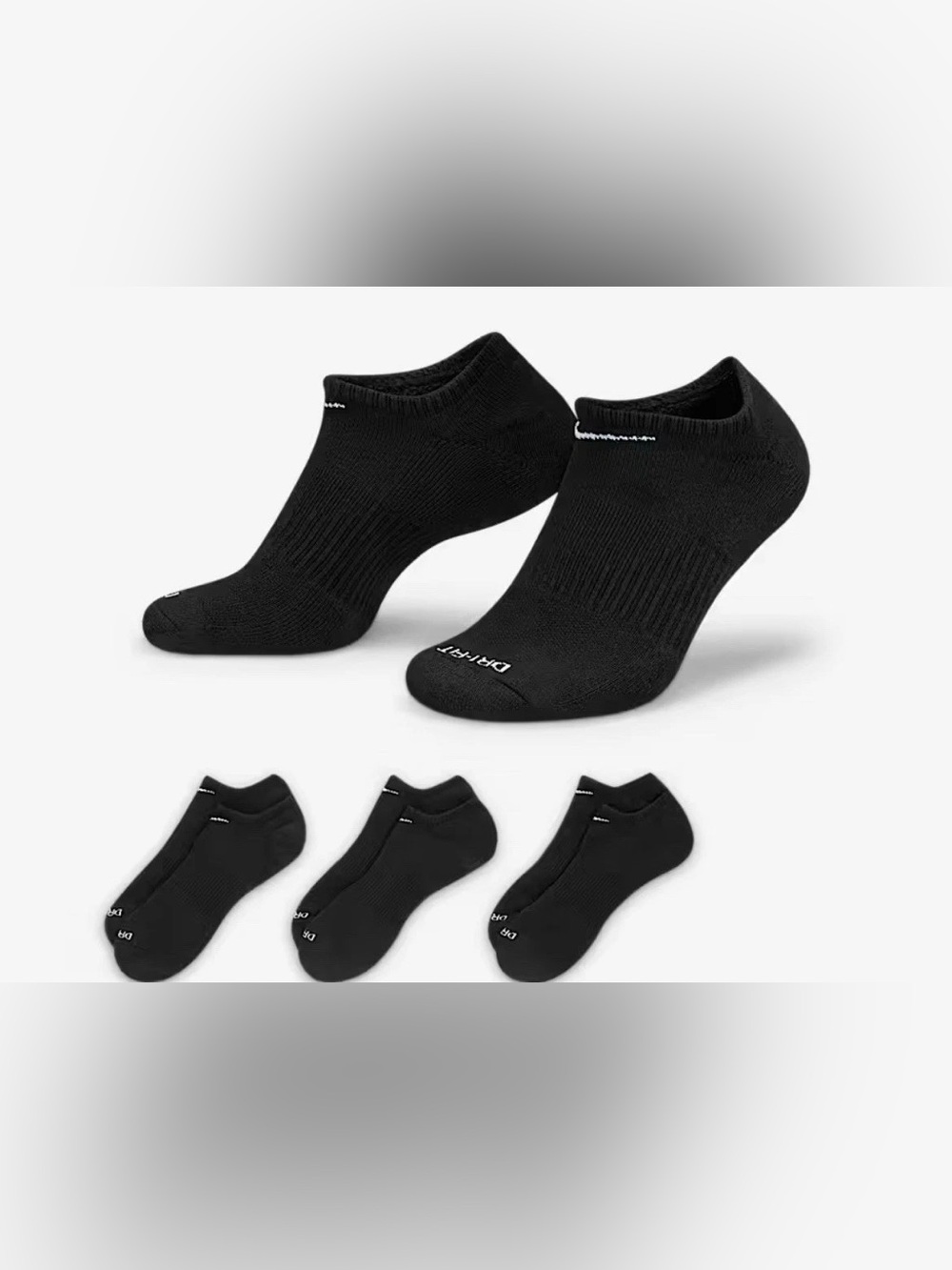 Nike Men's Black No-Show Socks - Pack of 3 Size 8-12